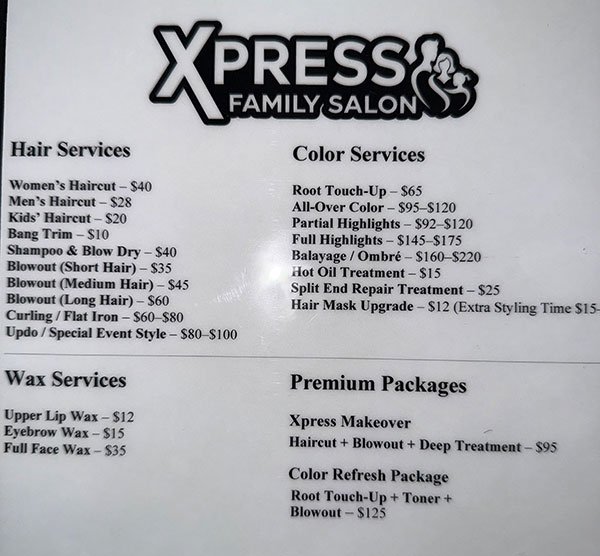 Service Price List